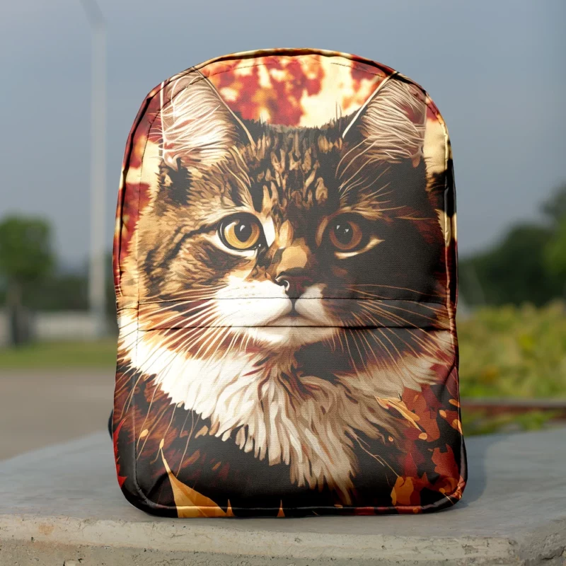 Striped Cat in the Leaves Backpack