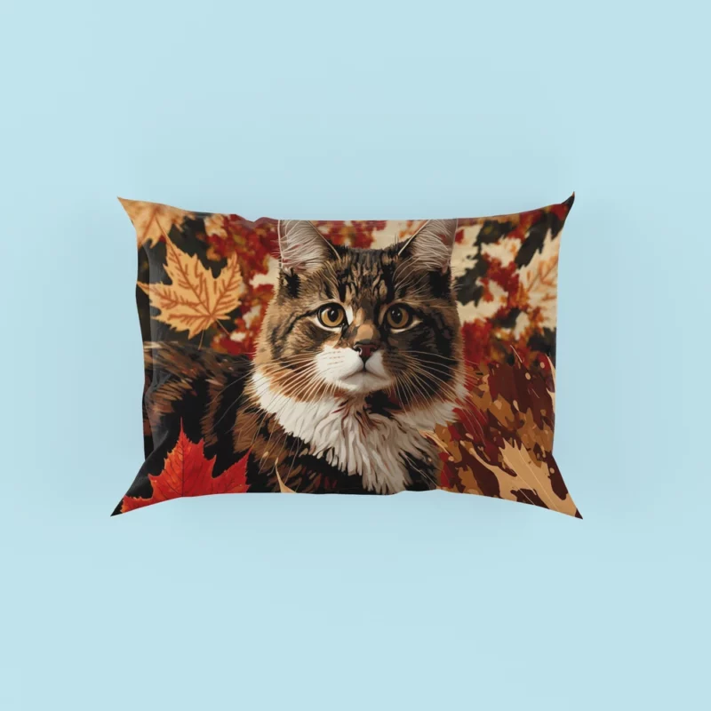 Striped Cat in the Leaves Pillow Cases