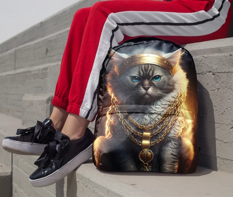 Stylish Rapper Cat with Gold Chains Backpack 1