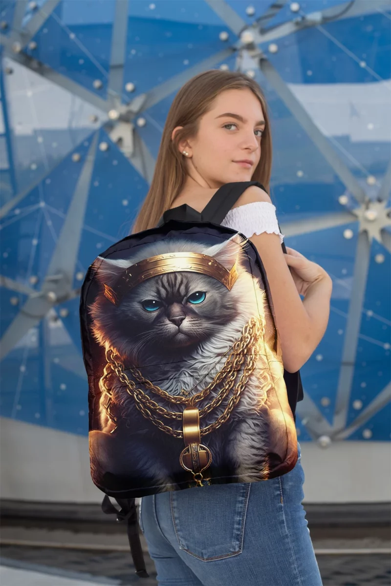 Stylish Rapper Cat with Gold Chains Backpack 2