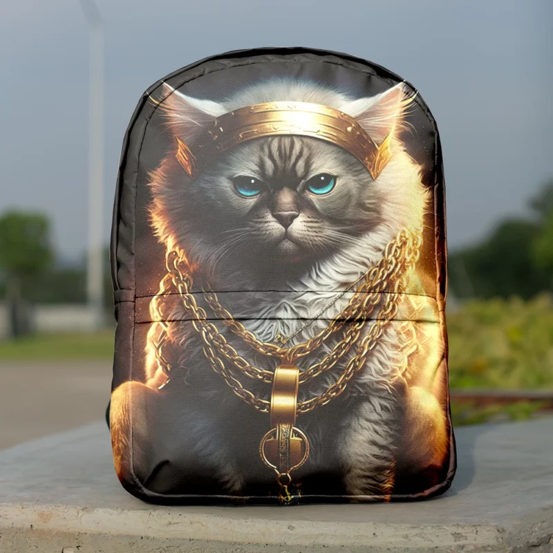 Stylish Rapper Cat with Gold Chains Backpack