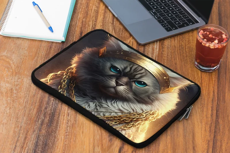 Stylish Rapper Cat with Gold Chains Laptop Sleeve 2