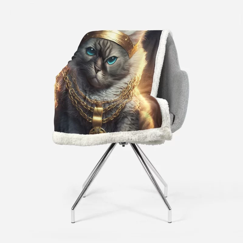 Stylish Rapper Cat with Gold Chains Sherpa Fleece Blanket 1