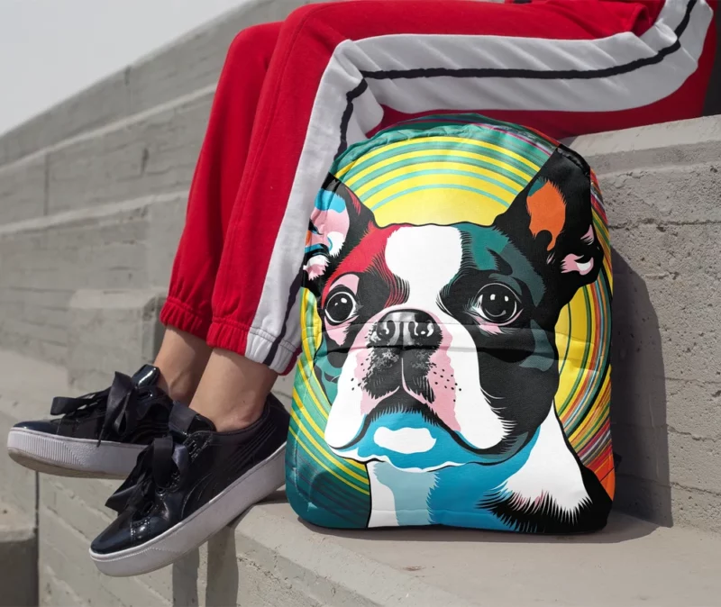 Stylized Boston Terrier Puppy Backpack 1