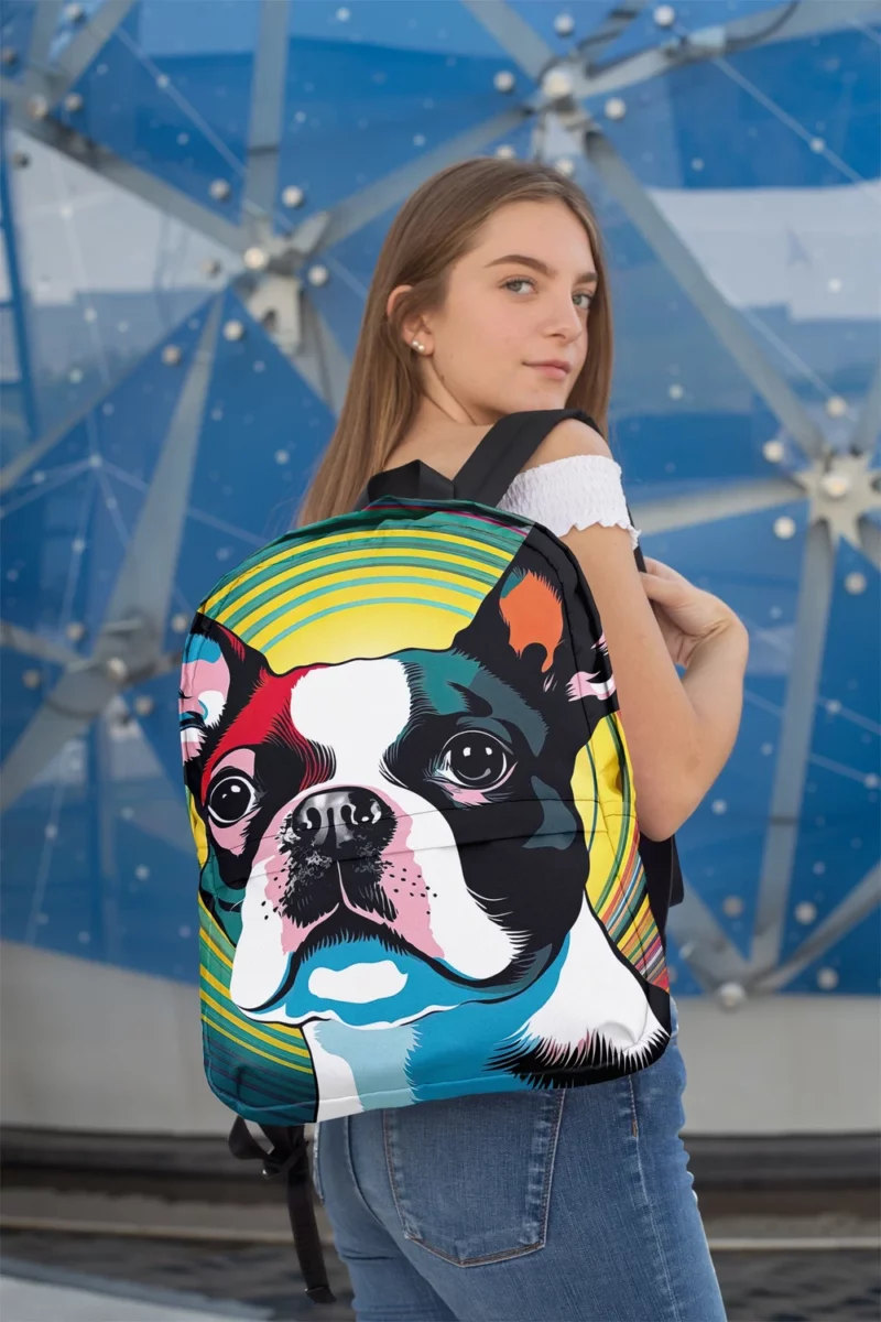 Stylized Boston Terrier Puppy Backpack 2