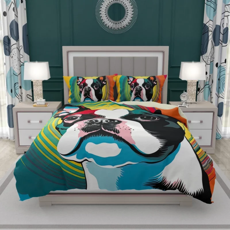 Stylized Boston Terrier Puppy Bedding Set 1