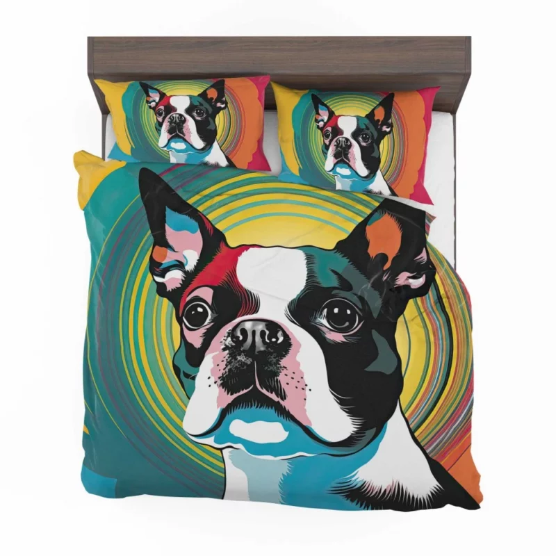 Stylized Boston Terrier Puppy Bedding Set 2