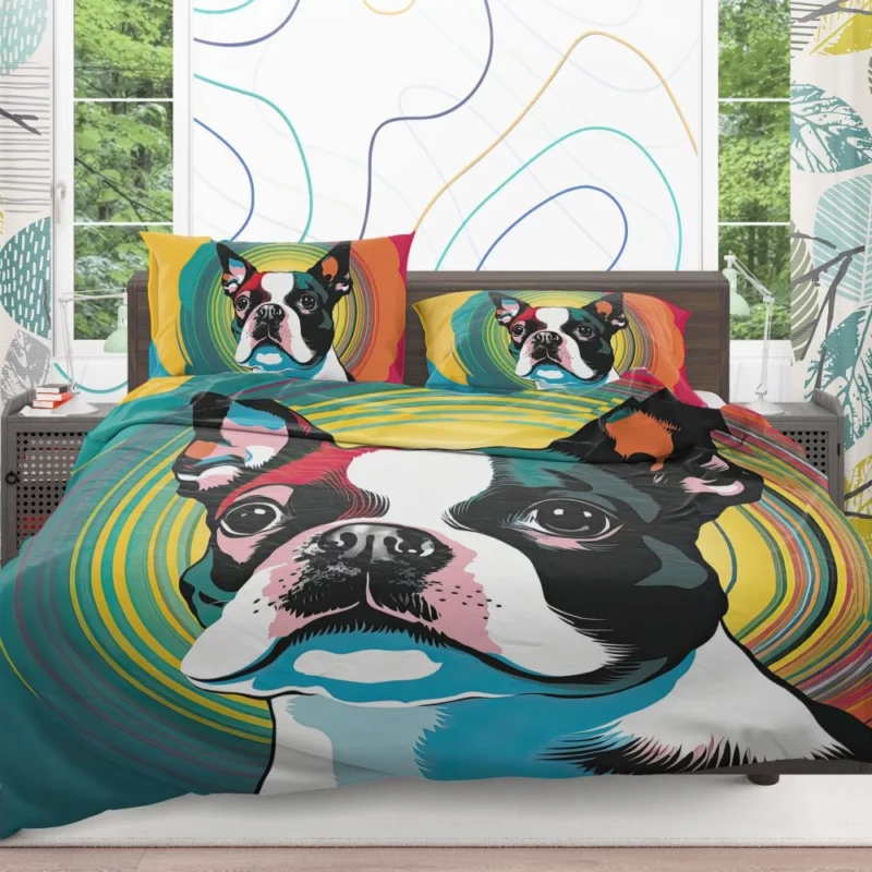 Stylized Boston Terrier Puppy Bedding Set