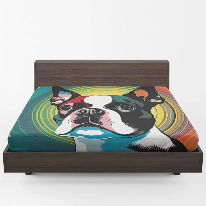 Stylized Boston Terrier Puppy Fitted Sheet 1