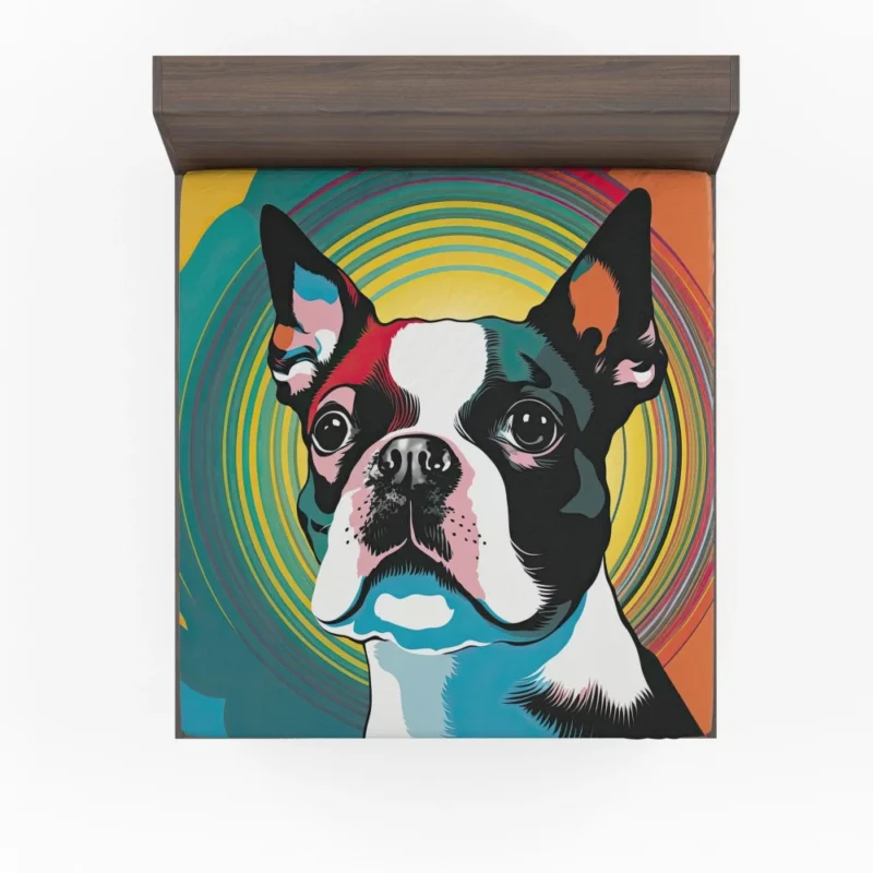 Stylized Boston Terrier Puppy Fitted Sheet