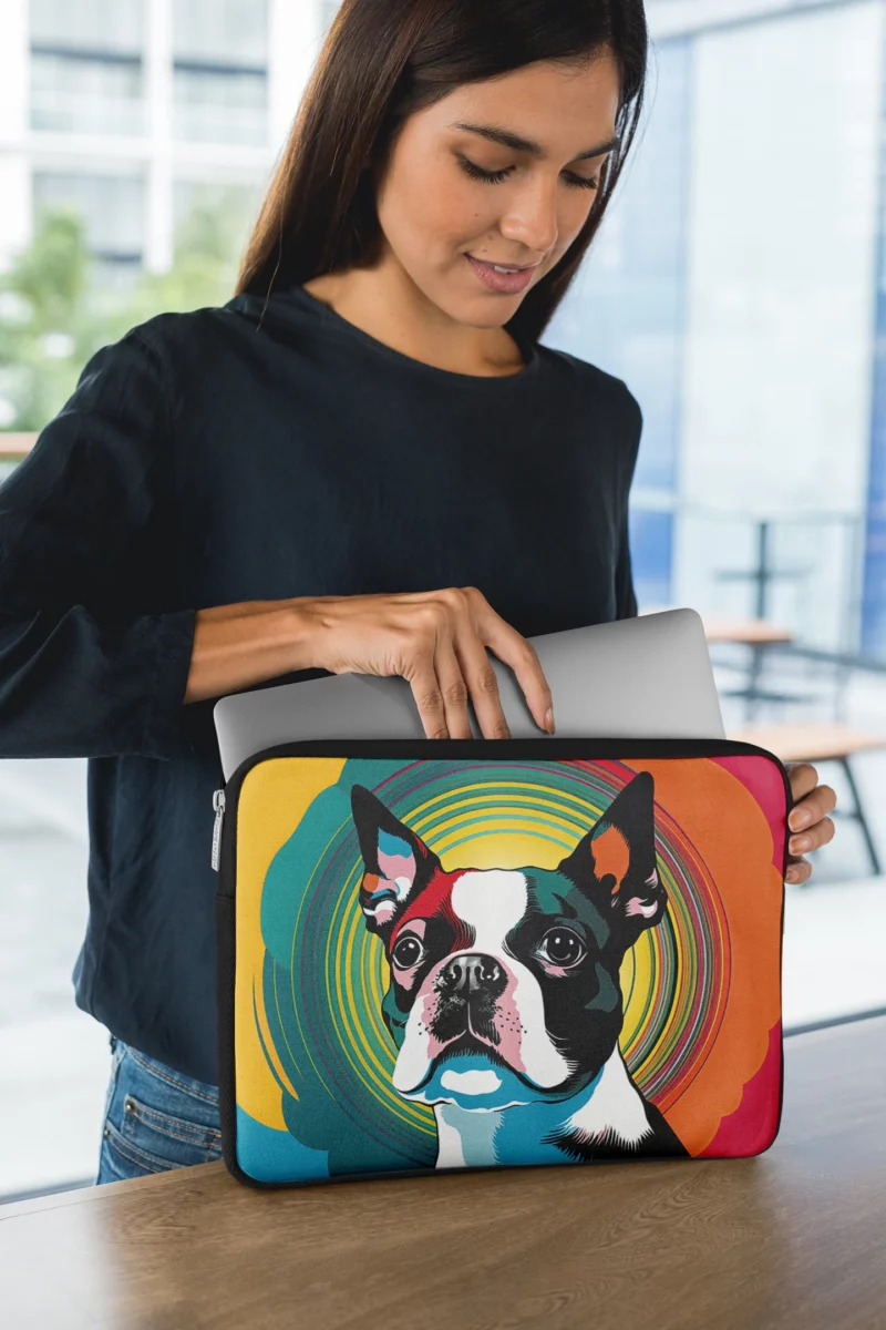 Stylized Boston Terrier Puppy Laptop Sleeve 1