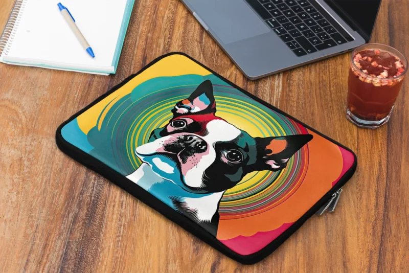 Stylized Boston Terrier Puppy Laptop Sleeve 2