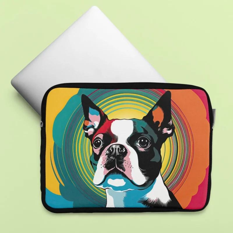 Stylized Boston Terrier Puppy Laptop Sleeve