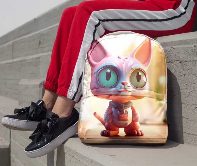 Stylized Toy Cat with Cyborg Features Backpack 1