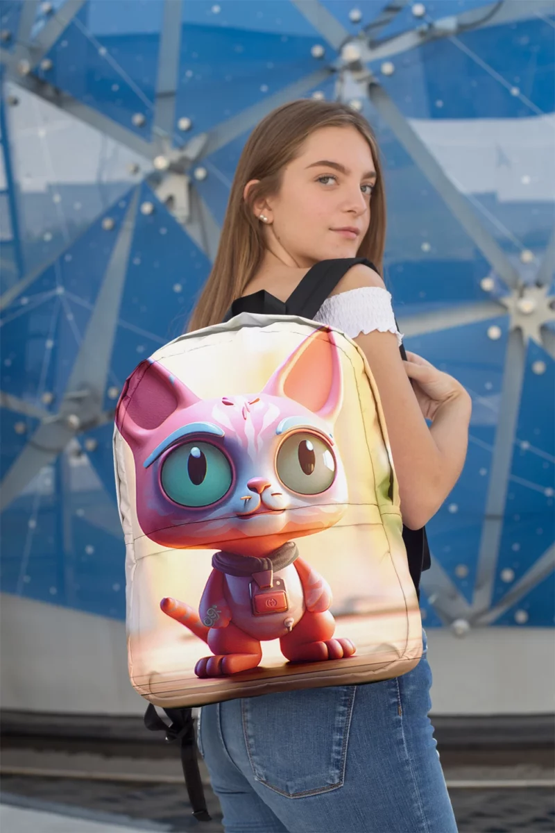 Stylized Toy Cat with Cyborg Features Backpack 2