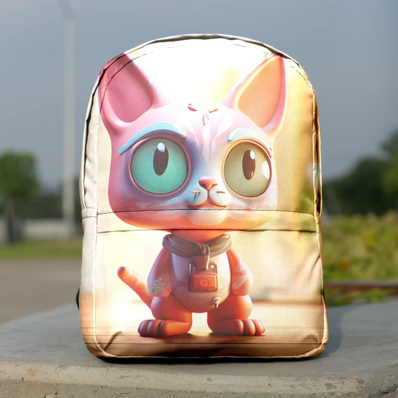 Stylized Toy Cat with Cyborg Features Backpack