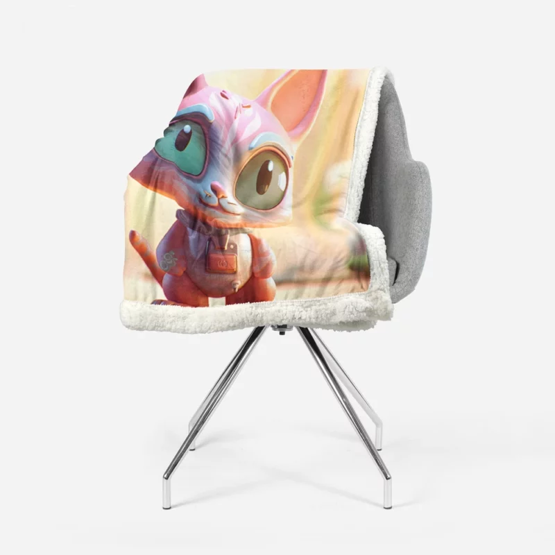 Stylized Toy Cat with Cyborg Features Sherpa Fleece Blanket 1