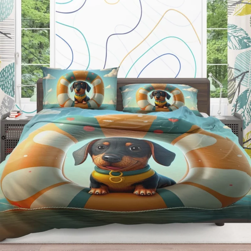 Summer Inflatable Puppy Print Bedding Set