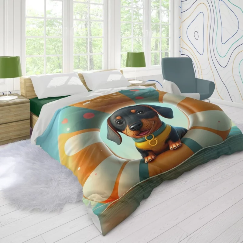 Summer Inflatable Puppy Print Duvet Cover