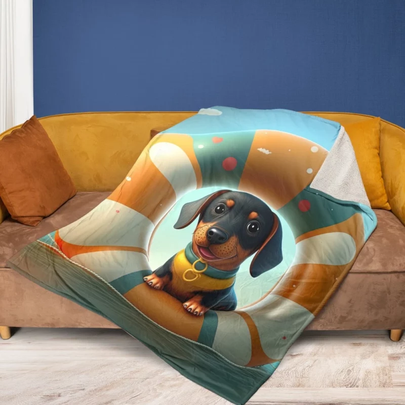 Summer Inflatable Puppy Print Fleece Blanket 1