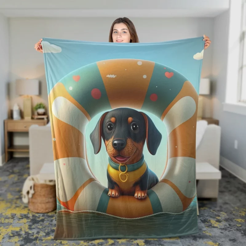 Summer Inflatable Puppy Print Fleece Blanket 2