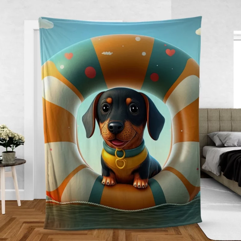 Summer Inflatable Puppy Print Fleece Blanket