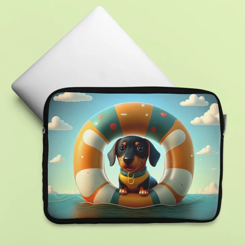 Summer Inflatable Puppy Print Laptop Sleeve