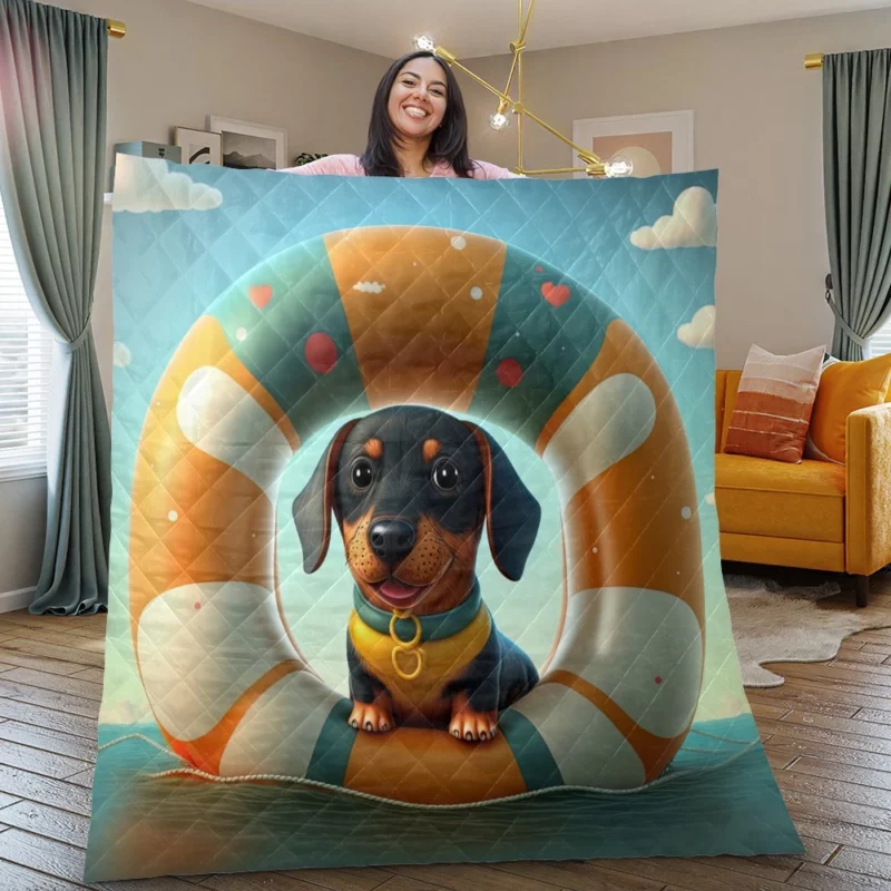 Summer Inflatable Puppy Print Quilt Blanket