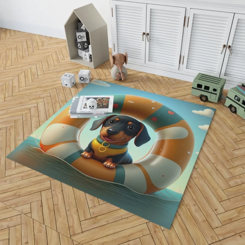 Summer Inflatable Puppy Print Rug 1