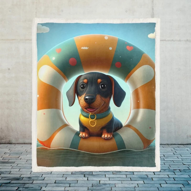 Summer Inflatable Puppy Print Sherpa Fleece Blanket