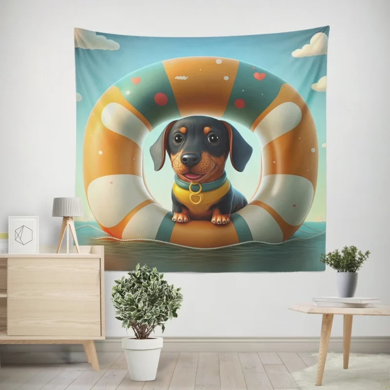 Summer Inflatable Puppy Print Wall Tapestry