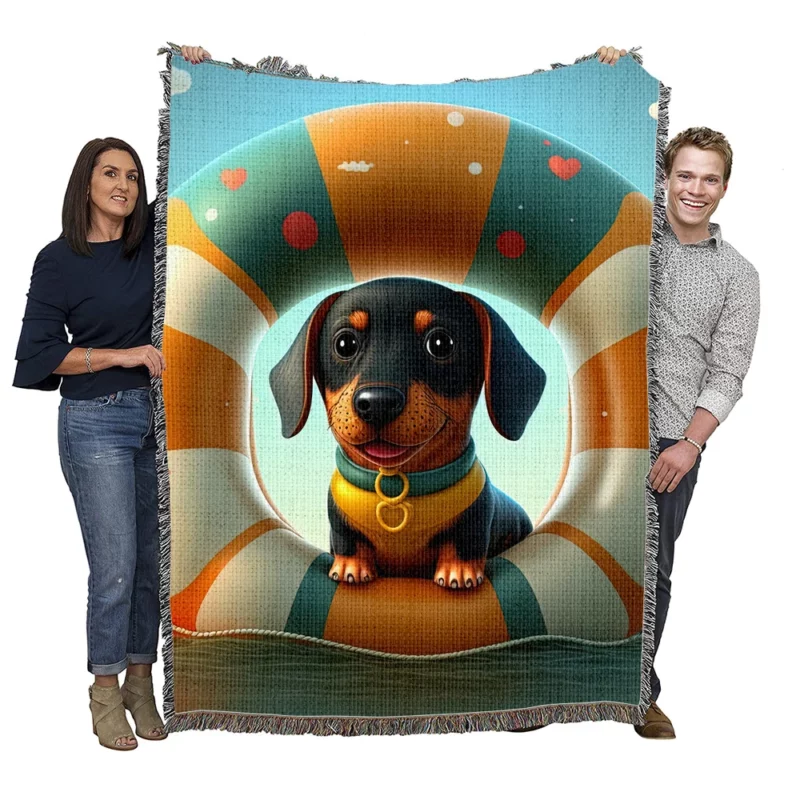 Summer Inflatable Puppy Print Woven Blanket