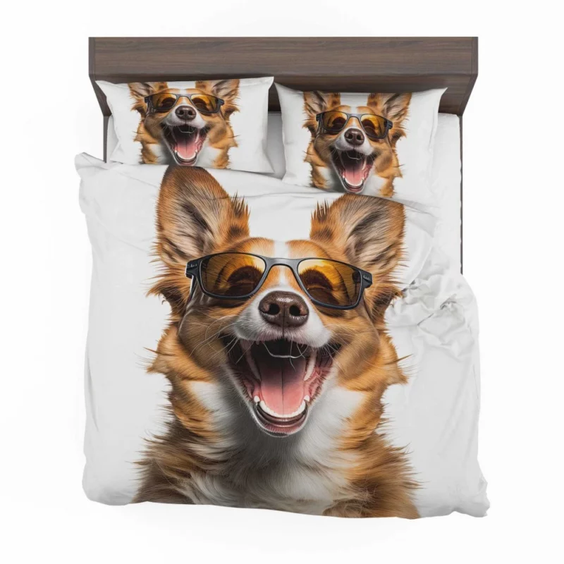 Sunglasses Dog Illustration Print Bedding Set 2