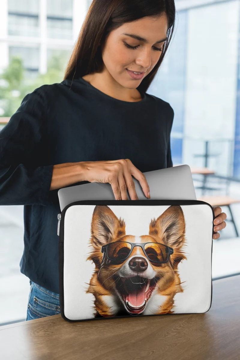 Sunglasses Dog Illustration Print Laptop Sleeve 1