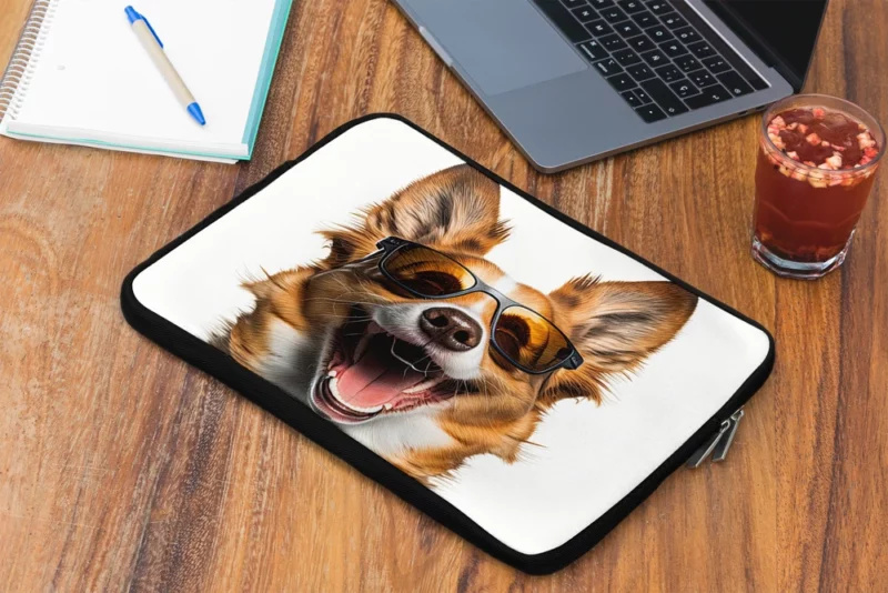 Sunglasses Dog Illustration Print Laptop Sleeve 2