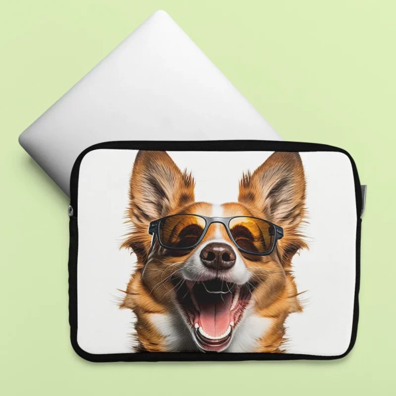 Sunglasses Dog Illustration Print Laptop Sleeve
