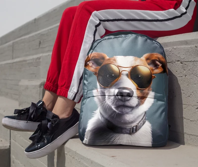 Sunglasses-wearing Dog Portrait Print Backpack 1