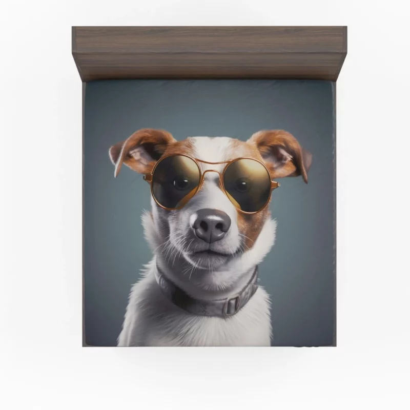 Sunglasses-wearing Dog Portrait Print Fitted Sheet