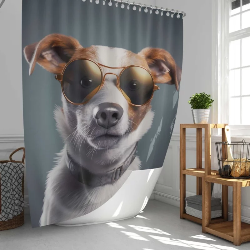 Sunglasses-wearing Dog Portrait Print Shower Curtain