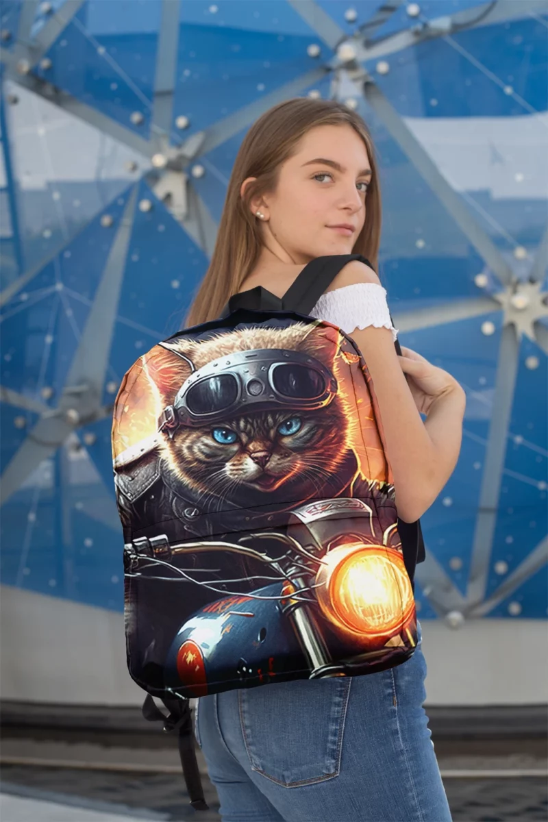 Superhero Biker Cat Riding Backpack 2