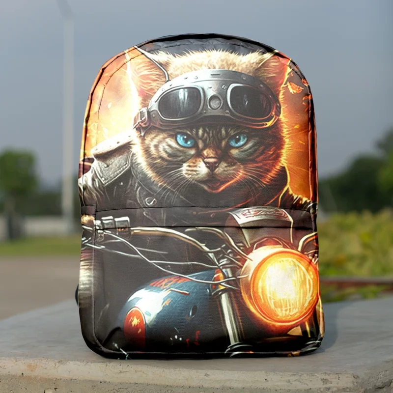 Superhero Biker Cat Riding Backpack