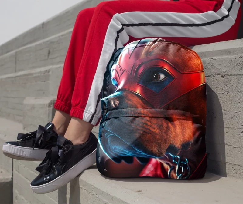 Superhero Dog with Red Mask Print Backpack 1