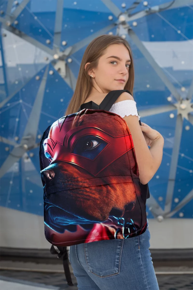 Superhero Dog with Red Mask Print Backpack 2