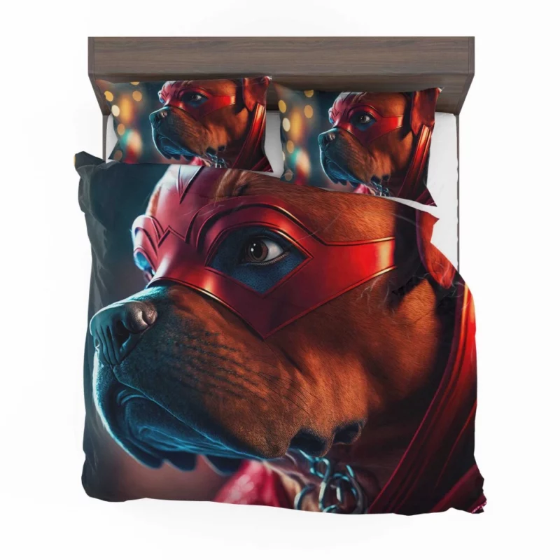 Superhero Dog with Red Mask Print Bedding Set 2