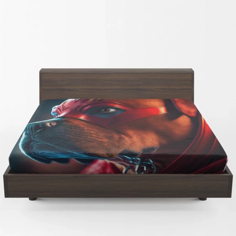 Superhero Dog with Red Mask Print Fitted Sheet 1