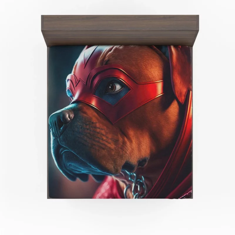 Superhero Dog with Red Mask Print Fitted Sheet