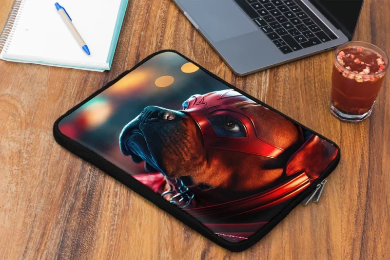 Superhero Dog with Red Mask Print Laptop Sleeve 2