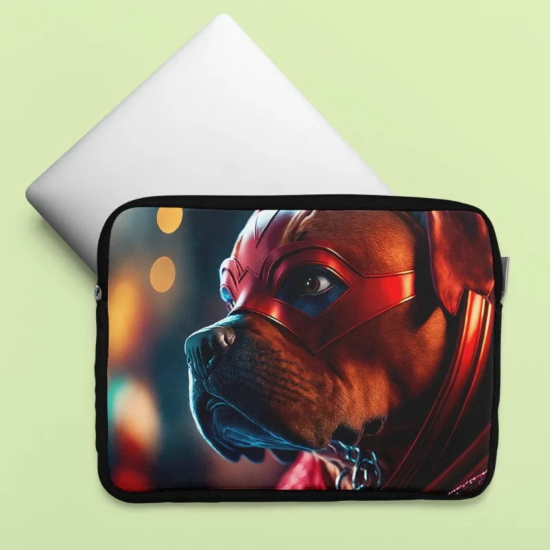 Superhero Dog with Red Mask Print Laptop Sleeve