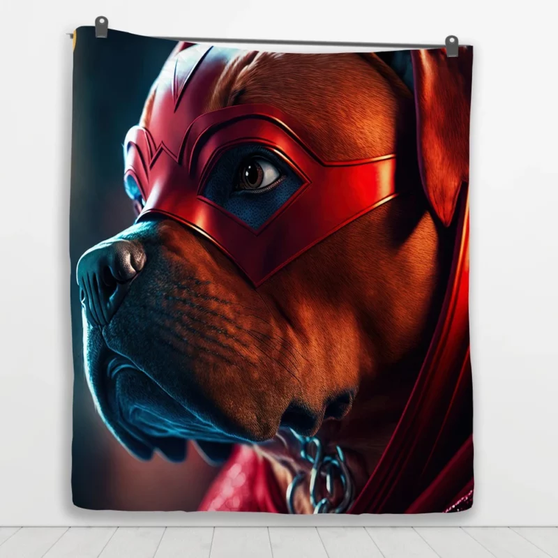 Superhero Dog with Red Mask Print Quilt Blanket 1