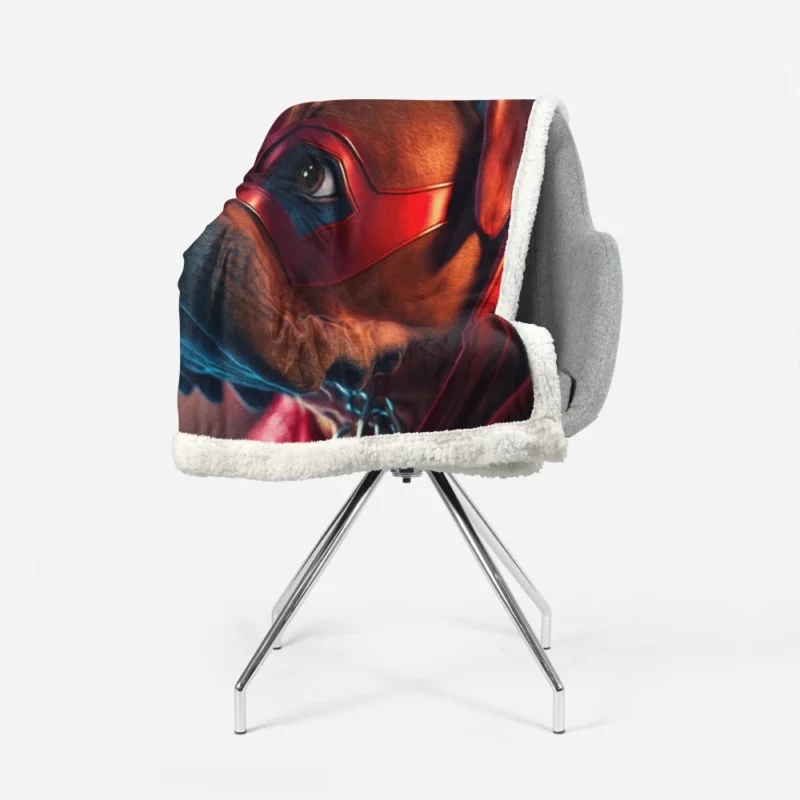 Superhero Dog with Red Mask Print Sherpa Fleece Blanket 1